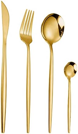 מטבח כלי שולחן זהב סכום סט נירוסטה יוקרה אוכל סכום סט מזלג כף סכין זהב ארוחת ערב סט