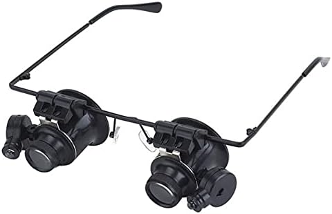 20 משקפיים סוג כפול עין משקפת זכוכית מגדלת שעון תיקון כלי זכוכית מגדלת עם שני מתכוונן הוביל אורות