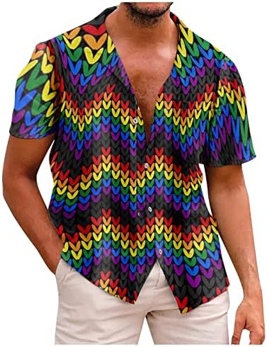חולצות וינטג 'לגברים כפתור מזדמן למטה חולצות באולינג 50s סגנון רוקבילי בסגנון שרוול קצר חולצות הוואי