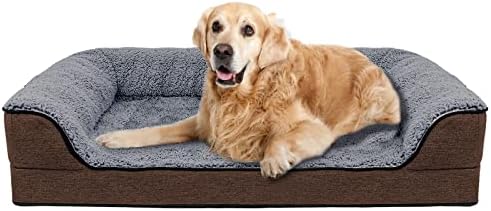 מיטת כלבים פליקציות לכלבים בינוניים, מיטת ספה של כלבים/מיטת חיות מחמד לכלבים עם כיסוי בד נשלף וקצף אורתופדי מיטת