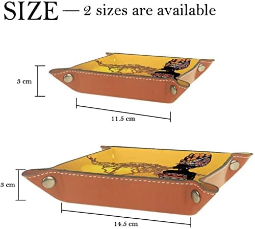 מגש שירות עור Tacameng, אישה אחורית אפריקאית יפה, תיבות אחסון מארגן אחסון שולחן עבודה של קובייה לארנקים