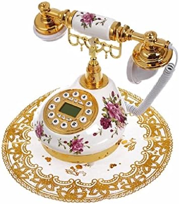XDCHLK טלפון קווי עתיק עם זיהוי שיחה תאריך שעון התאמה טבעת ללא סוללה טלפון קלאסי למשרד הביתי