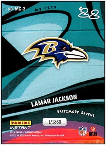 למאר ג'קסון 2022 פאניני מיידי העיר שלי /18603 Ravens NM+ -MT+ NFL כדורגל
