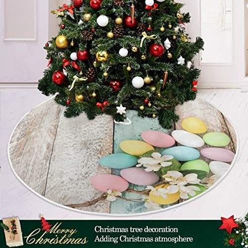 קישוט חצאית עץ חג המולד של אלזה, קישוט חצאית מיני עץ מיני קטן 35.4 אינץ 'עם ביצי פסחא ופרחים על עץ לקישוטי