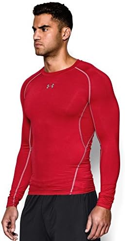 מתחת לשריון של גברים חום חום דחיסת שרוול ארוך חולצת טריקו, אדום /פלדה, X-Garge