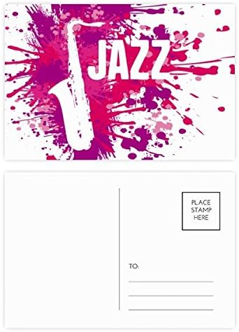 סקסופון ג ' אז מוסיקה תרבות דפוס גלויה סט יום הולדת דיוור תודה ברכה כרטיס