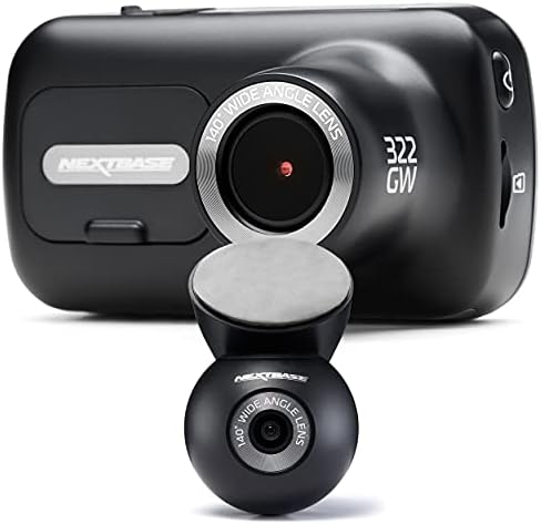 Nextbase 322GW Dash Cam מצלמה קדמית ואחורית מצלמה קטנה עם אפליקציה- מלא 1080p/60fp