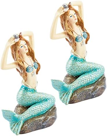 יארנוב 6 יחידות אביזרי בנות בת ים מתנות דגם פסל אישור גן עבור דקור סימולציה יושב קישוט ים גינון נסיכת