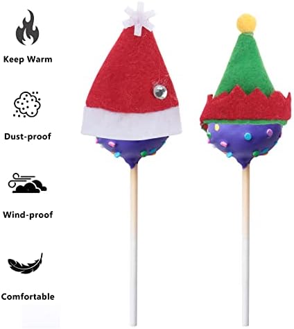 עמוספון 48 יחידות מיני חג המולד כובעי אופנה חג המולד סוכרייה על מקל כובעי סוכרייה על מקל כורכת סוכריות