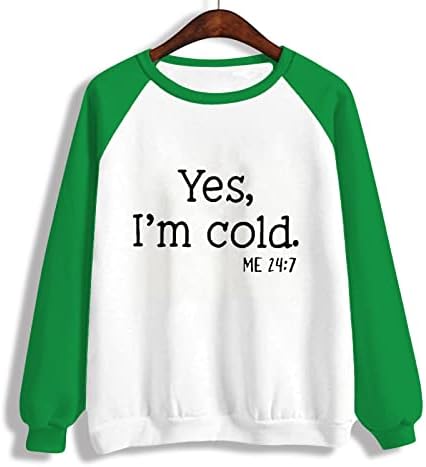 כן אני קר לי 24: 7 נשים חולצות מקרית ארוך שרוול מוצק צבע בלוק קרוע צווארון עגול חג המולד סתיו סוודר