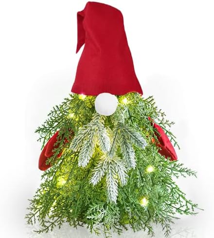 עץ חג מולד קטן, עץ חג המולד מקדים יושב קישוט גנום, קישוטים לעץ חג המולד, עץ חג המולד מיני מלאכותי עם אורות,