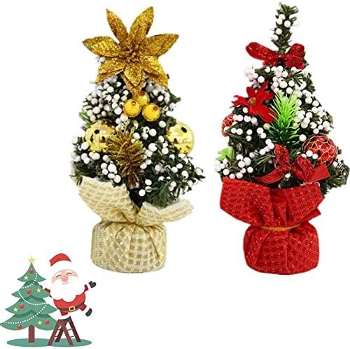 עץ חג המולד המלאכותי של Twdyc מיני מלאכותי עם פירות יער לבנים וקישוטים נצנצים חג המולד שולחן עיצוב