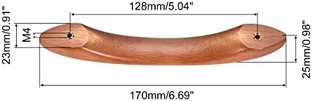 משיכות עץ של UXCell 4PCS מושכות, 5.04 חור מרחק עץ מוצק מושך 6.69 אורך כולל לידיות מטבח, ידיות מגירה, משיכות