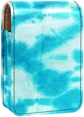 מארז שפתון Oryuekan עם תיק איפור נייד חמוד חמוד כיס קוסמטי, צבע עניבה בצבע כחול אמנותי