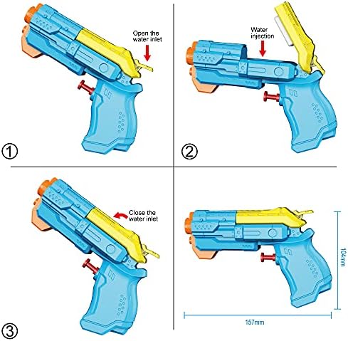 5 מארז אקדח אקדח מים לילדים, מילוי מהיר של מים ב-1 שני אקדח שפריץ צבעים שונים, משאבת ירי לטווח ארוך פעולה אקדח