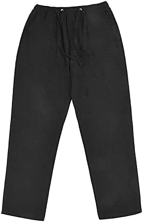 מכנסי פשתן של Dsodan לנשים מכנסי מטען רופפים מזדמנים עם כיס בתוספת גודל גודל גודל רגל רחבה מכנס צבע