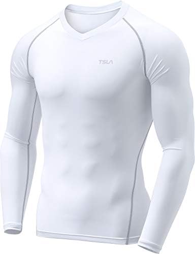 TSLA TSLA טקטי V-NECT V-NECT חולצות דחיסה ארוכות