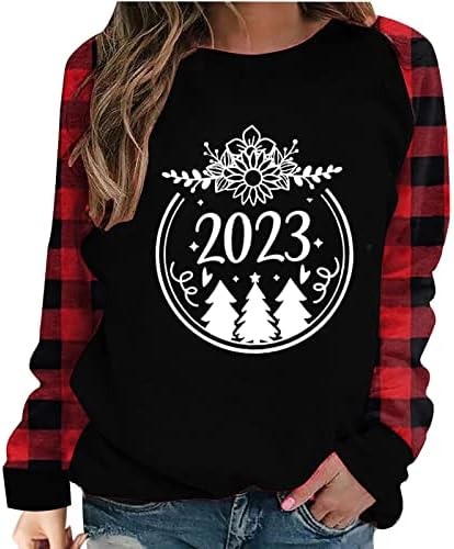 2023 שנה חדשה סוודרים לנשים משובצות חולצות חג מולד