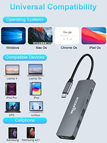 USB C Hub Opluz 5-in-1 USB C ל- 4K@60Hz מתאם Multiport HDMI, 5GBPS 100W PD USB C DOCK USB3.0 DONGLE DOGKE