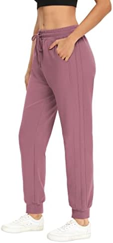 מכנסי טרניעה לנשים טרקלין מזדמן מכנסי כותנה מחודדים מכנסיים אימון מכנסי ג'רזי יוגה אתלטית עם כיסים