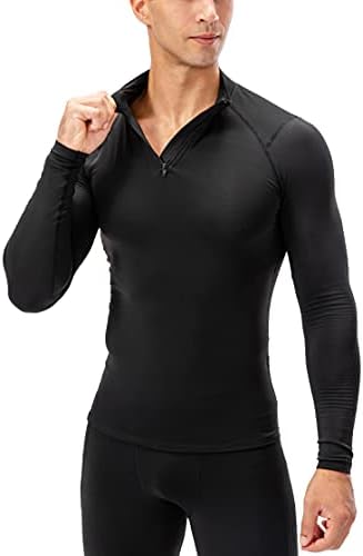 חולצות גברים 1/4 רוכסן שרוול ארוך שרוול ארוך ריצה אתלטי ריצה חורפית כושר דקי