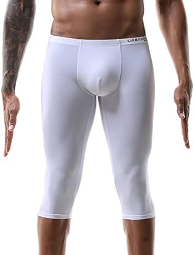 מכנסי דחיסה של 3/4 של גברים מכנסי כושר יוגה שכבת כושר שכבת אימון אימון טייץ 'מכנסיים קצרים חותלות יבשות קרירות