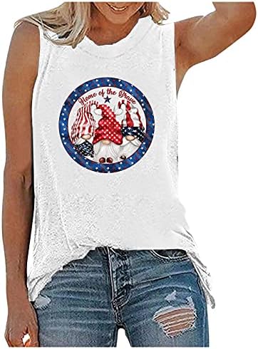 4 ביולי חולצות גופיות לנשים ללא שרוולים חולצות טי צוואר דגל אמריקאי פסים כוכבים גופיית טוניקת כושר
