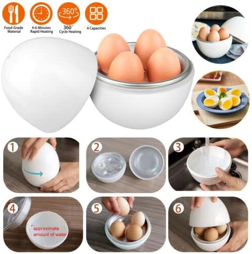 מיקרוגל ביצת סיר הדוד + 4 סיליקון ביצת כוס מחזיקי, מיקרוגל קל מהיר ביצי סיר רק 8 דקות עבור קשה או רך מבושל ביצים