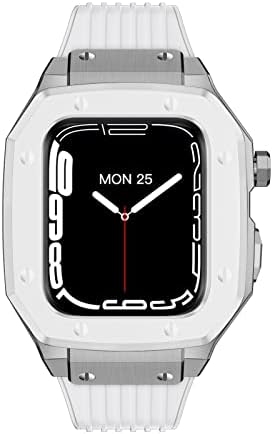 Aemall for Apple Watch Series 7 סגסוגת שעון מארז 44 ממ 42 ממ 45 ממ מתכת יוקרתית גומי נירוסטה
