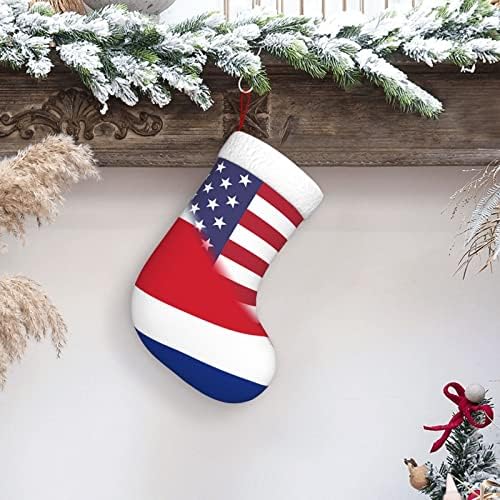 דגל אמריקה של TZT ודגל קוסטה ריקה גרבי חג המולד, מתנות למסיבת חג חג המולד לקישוטים לחג משפחתי 18 אינץ