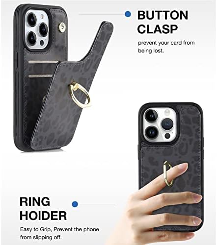 אלטר אייפון 13 פרו מקס טלפון מקרה עם בעל כרטיס, ארנק מקרה לנשים עם טבעת בעיטה חסימת כרטיס חריצים עור מקרה עבור