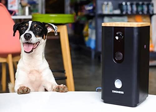 מצלמת חיית מחמד Wi-Fi של כלב עם מתקן פינוקים לכלבים וחתולים. וידאו 1080p HD, תצוגה של 165 ° בחדר מלא, אודיו