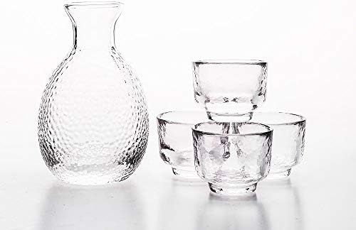 סט סאקה יפני זכוכית ברורה - בקבוק טוקקורי ליין יפני חם או קר/שוחו/תה