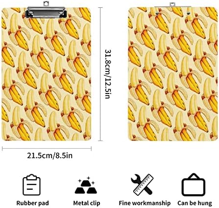 טעים בננה דפוס אקריליק לוח נייד קליפ לוחות עם נמוך פרופיל מתכת קליפ לוח לבית משרד