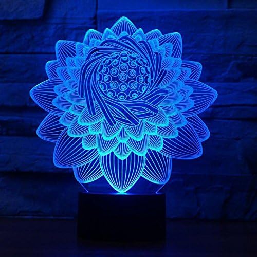 Superiorvznd 3D חדש Lotus Lutus מנורת לילה אור שלט רחוק כוח מגע מגע שולחן שולחן שולחן פנורות אשליה