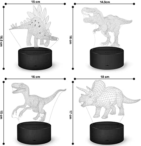 דינוזאור צעצועי 3 ד דינוזאור לילה אור 4 חתיכות 3 ד דינוזאור מנורת צעצוע עם 16 צבע שינויים ושלט רחוק,