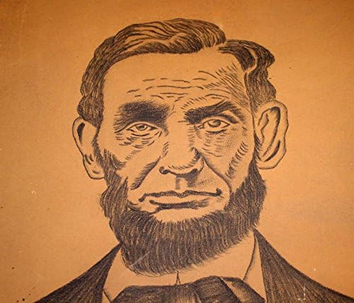 וינטג ' אברהם לינקולן אמנות מקורית, גרפיט, מסגרת, חתום, 100+ שנים!
