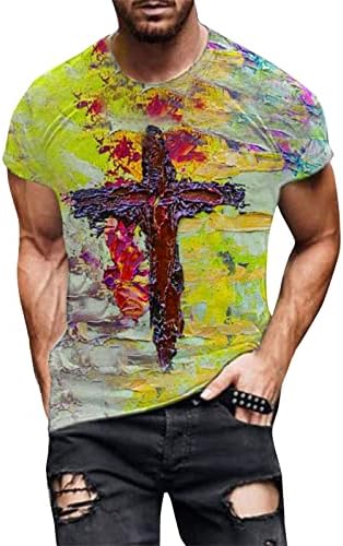 חולצות טריקו של שרוול קצר של XXBR Mens, 2022 אמונה קיץ ישו דפוס צולב הדפסים דלים כושר שרירים
