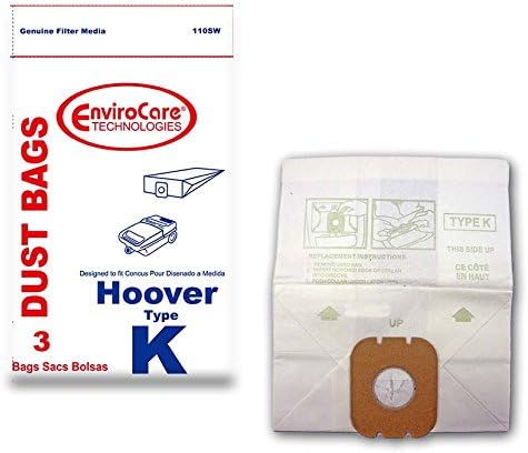 שקיות אבק לשואב אבק של Envirocare החלפת אבק עבור Hoover סוג K Canisters 3 חבילה