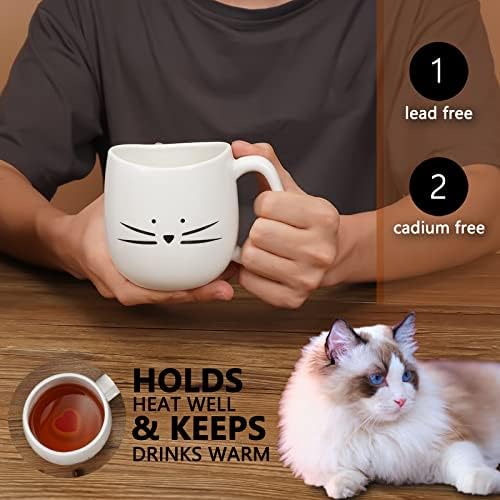 13 עוז קרמיקה חתול קפה ספל עבור חתול אוהבי לב תה ספלי מתנות לנשים גברים אמא אבא ילדים הטוב ביותר