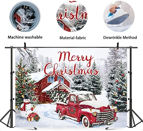 חדש חג המולד תמונה רקע 7 ווקס5 שעות צילום חג המולד אורן עץ שלג סניק אדום בית חוות משאית רקע חווה
