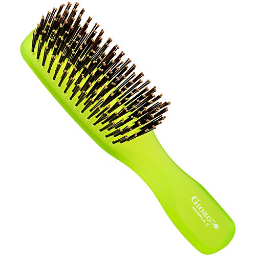 ג'ורג'יו Gion2G ניאון ירוק 6.25 אינץ 'מגע עדין מברשת שיער לנשים וגברים נשים וילדים. זיפים רכים