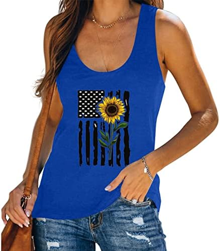 חולצות פטריוטיות של נשים 4 ביולי גופיות ללא שרוולים לנשים חולצת דגל אמריקאית ארהב גרפיקה טיז גרפיה