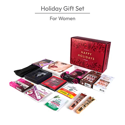 אייבי יואטי מתנת סט לנשים, 13 מוצרים חיוניים חג המולד מתנות, ריסים מלאכותיים, לחץ על ציפורניים, צלליות, לאש דבק,