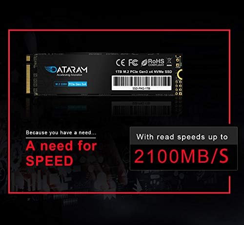 Dataram פנימי SSD, PCIE NVME M.2 2280 כונן מצב מוצק, PCIE GEN3 8GB/S