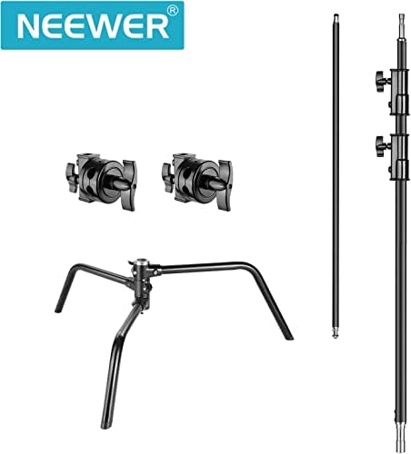 Neewer 2-Pack Steel Steel-Steel C-Steam, Pro Photography Light Stand עם זרוע הרחבה של 3.5 '/108 סמ,