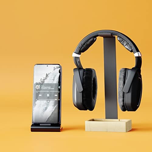 KD Essentials - מחזיק אוזניות אוזניות, ללא פלסטיק, עשוי מתכת ובמבוק יציבה במיוחד - מחזיק מעשי מגן על האוזניות