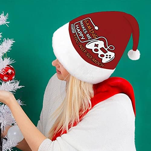 משחקים גורם לי שמח חג המולד כובע סנטה כובע עבור יוניסקס מבוגרים נוחות קלאסי חג המולד כובע עבור מסיבת חג