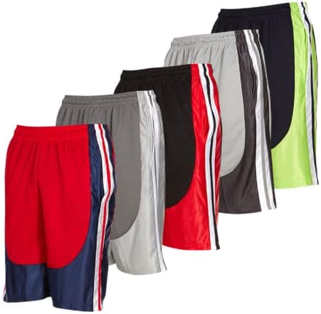 מכנסיים קצרים אתלטים של Daresay Mens עם כיסים, מכנסי ביצועים פעילים באימון - 5 חבילה