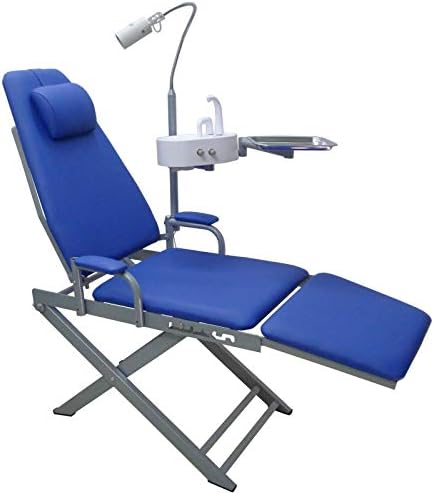 כיסא נייד מתקפל נייד עם מנורת LED ומגש + אגן פסולת כחול